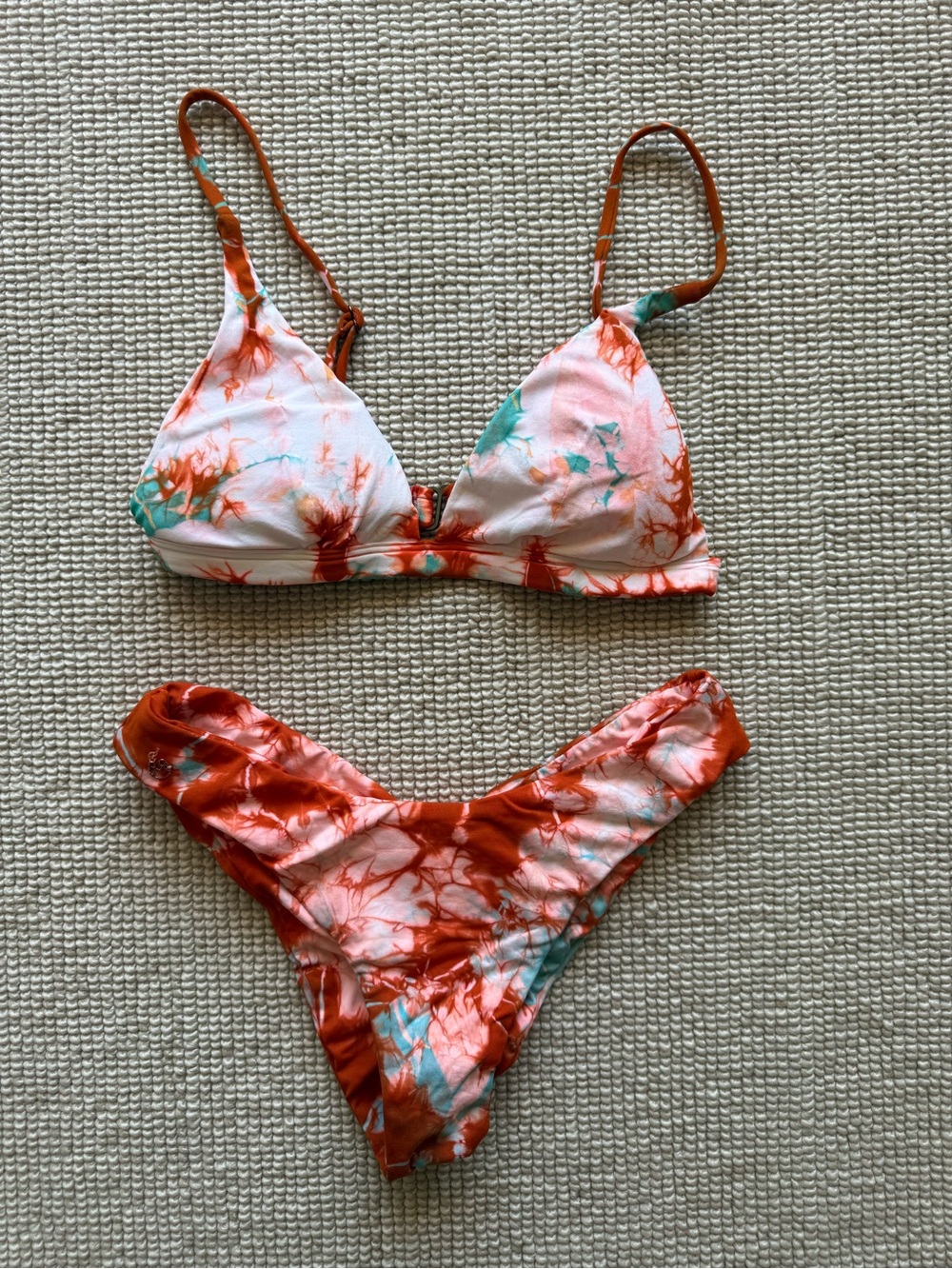 Tie-Dye Two-Piece Bikini - Orange & White